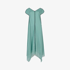 Шифоновое платье миди со стегаными плечами и контрастной окантовкой Leem, цвет aqua