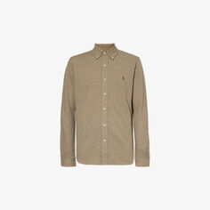 Хлопковая рубашка классического кроя с фирменной вышивкой Polo Ralph Lauren, коричневый