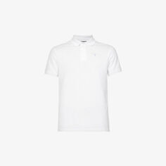 Рубашка-поло стандартного кроя из хлопкового пике с ребристой отделкой и фирменной вышивкой Barbour, белый