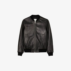 Кожаная куртка классического кроя с воротником-стойкой New Monaco Sandro, цвет noir / gris