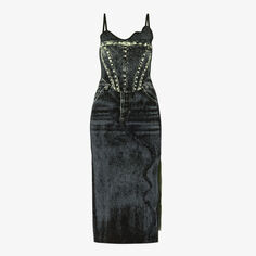 Трикотажное платье миди из переработанной вискозы и вискозы с асимметричным вырезом Jasmine Ph5, черный