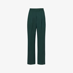 Зауженные брюки Bea из эластичного крепа с завышенной талией Frankie Shop, зеленый