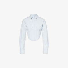 Рубашка из смесового хлопка с корсетом под смокинг Dion Lee, цвет steam