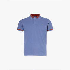 Классическая рубашка-поло из органического хлопка с полосатым воротником и пике Vivienne Westwood, синий