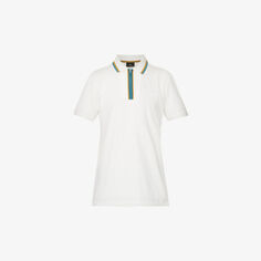 Рубашка-поло стандартного кроя из эластичного органического хлопка с полосками Ps By Paul Smith, белый