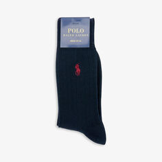 Носки из эластичного хлопка с вышитым логотипом Polo Ralph Lauren, темно-синий