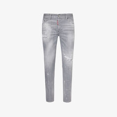 Узкие джинсы Paint Skater из эластичного денима классического кроя Dsquared2, серый