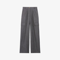 Свободные широкие брюки средней посадки из смесовой шерсти Claudie Pierlot, цвет noir / gris
