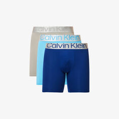 Набор из трех боксеров из эластичного хлопка с логотипом Calvin Klein, мультиколор
