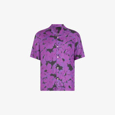 Тканая рубашка Kaza с короткими рукавами и цветочным принтом Allsaints, фиолетовый