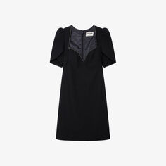 Тканое платье мини Roxelle, украшенное кристаллами Zadig&amp;Voltaire, цвет noir