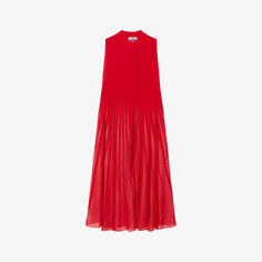 Тканое платье миди Maryli с плиссированной юбкой Claudie Pierlot, цвет rouges