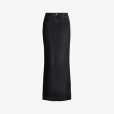Джинсовая юбка миди с высокой посадкой и потертостями Jean Vintage, черный