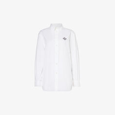 Рубашка свободного кроя из хлопкового поплина с вышитым логотипом Polo Ralph Lauren, белый
