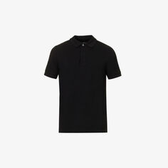 Рубашка-поло стандартного кроя с прямым подолом из хлопкового пике Tom Ford, черный