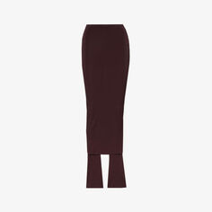 Полупрозрачная юбка миди приталенного кроя из эластичной ткани Alaia, бордовый AlaÏa