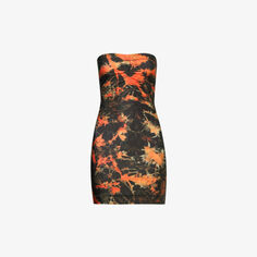 Платье мини Skinn из эластичной ткани с абстрактным узором Knwls, цвет acid flame
