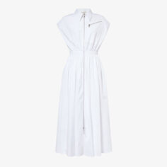 Платье-рубашка из хлопкового поплина без рукавов на молнии Alexander Mcqueen, белый