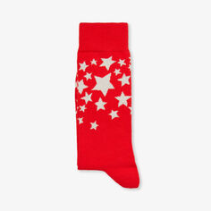 Носки из эластичного хлопка с графическим принтом Stars Happy Socks, красный