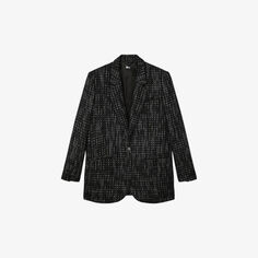 Однобортный пиджак из смесового хлопка с зубчатым воротником The Kooples, черный