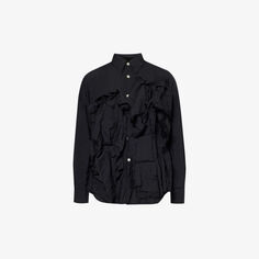 Тканая рубашка с оборками и необработанной отделкой Comme des Garçons, черный