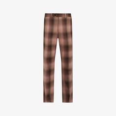 Прямые брюки узкого кроя из смесовой ткани Vela Allsaints, коричневый