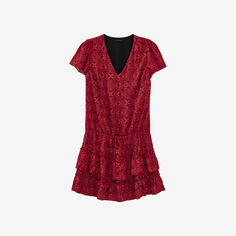 Твиловое платье мини с принтом бандана и короткими рукавами Ikks, красный