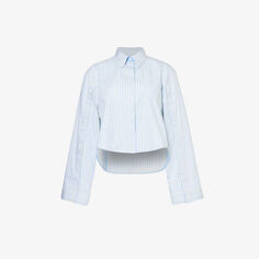 Укороченная рубашка в полоску из хлопка Victoria Beckham, синий