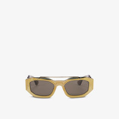 Солнцезащитные очки VE2235 в металлической овальной оправе Versace, коричневый