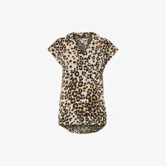 Тканая рубашка с леопардовым принтом и открытым воротником Whistles, мультиколор