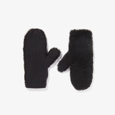Перчатки из шерсти пушистой вязки с контрастной ребристостью Yves Salomon, черный