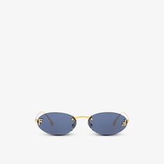 FE4075US солнцезащитные очки в металлической овальной оправе Fendi, желтый