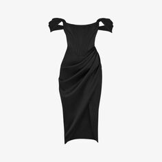Атласное платье миди Loretta с открытыми плечами House Of Cb, черный