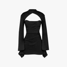 Атласное мини-платье Toira с длинными рукавами и корсетом House Of Cb, черный