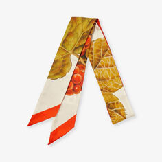 Шелковый шарф Floreali с графичным принтом Ferragamo, цвет avorio/rosso