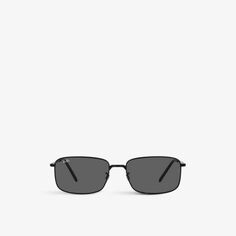RB3717 солнцезащитные очки в металлической прямоугольной оправе с фирменными линзами Ray-Ban, черный