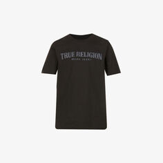 Футболка из хлопкового джерси с логотипом True Religion, оникс
