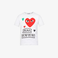 Футболка из хлопкового джерси с логотипом Hearts &amp; Play Comme des Garçons, белый