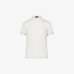 Рубашка-поло приталенного кроя из хлопкового джерси с короткими рукавами и вышитым логотипом Polo Ralph Lauren, цвет american heather