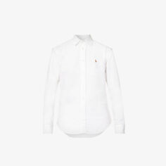 Хлопковая рубашка классического кроя с фирменной вышивкой Polo Ralph Lauren, белый