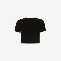 Укороченная футболка из эластичного хлопка с круглым вырезом Adanola, черный
