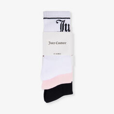 Набор из трех носков из эластичного хлопка с логотипом Juicy Couture, мультиколор