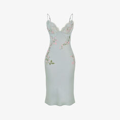Платье мини Fallon из эластичного атласа с цветочной вышивкой House Of Cb, цвет light jade