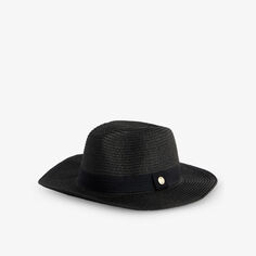 Шляпа-федора из бумаги с гравированной пряжкой Melissa Odabash, черный