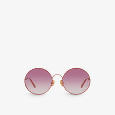 Солнцезащитные очки CC0016S в металлической круглой оправе Chloe, розовый
