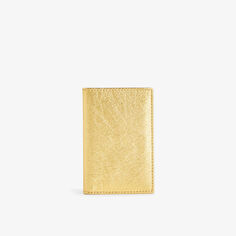 Классический кожаный визитница с тисненым логотипом Comme des Garçons, желтый