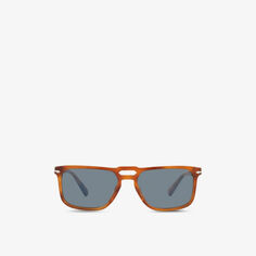 PO3273S солнцезащитные очки-авиаторы прямоугольной формы из ацетата Persol, коричневый
