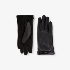 Кожаные перчатки с цепочкой The Kooples, черный