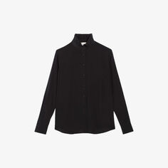 Шелковая блузка Colombe с рюшами и длинными рукавами Claudie Pierlot, цвет noir / gris