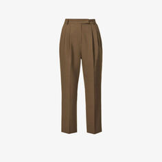 Зауженные брюки Bea из эластичного крепа с высокой посадкой Frankie Shop, цвет chocolate